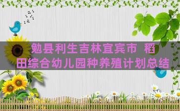 勉县利生吉林宜宾市  稻田综合幼儿园种养殖计划总结